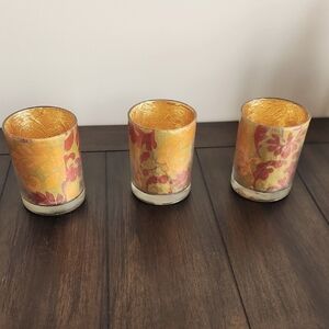 Elegant Gold and Red Votive Candle Holders